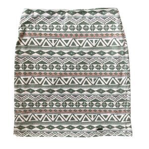 Hollister Geometric Mini Skirt Green Cream Pink Women’s Size XS